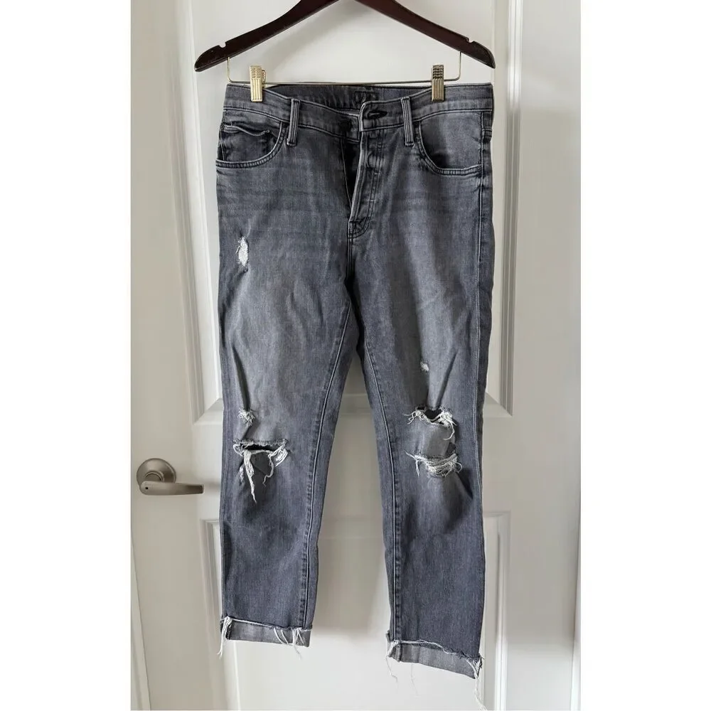 Mother The Scrapper Cuff Ankle Fray Jeans Unstitched in the Dark